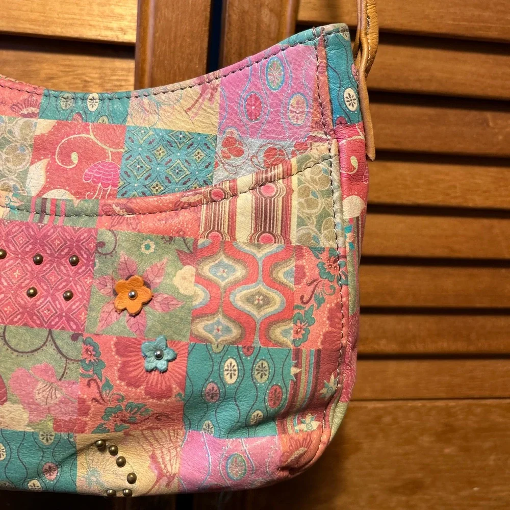 Vintage Fossil Genuine Leather Colorful Patchwork Crossbody Bag - Picture 10 of 16